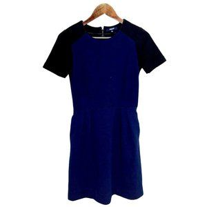 Madewell Womens Size 2 Short Sleeve Ribbed Pocket Tee Midi Dress Black Dark Blue